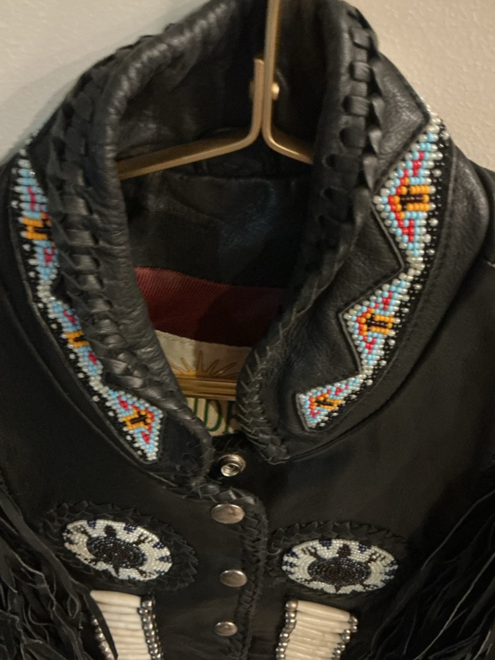 WESTERN WEAR Riders by Lee Black Leather Jacket with Maroon Lining - Picture 2 of 8